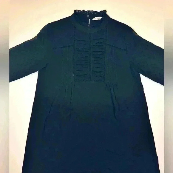 Zara Women’s Black Long Sleeve Dress High Neck Size- Small - Picture 2 of 10